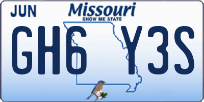 MO license plate GH6Y3S