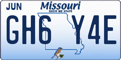 MO license plate GH6Y4E