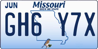 MO license plate GH6Y7X