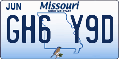 MO license plate GH6Y9D