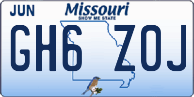 MO license plate GH6Z0J