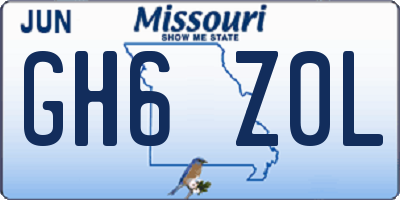 MO license plate GH6Z0L