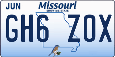 MO license plate GH6Z0X