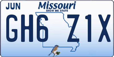 MO license plate GH6Z1X