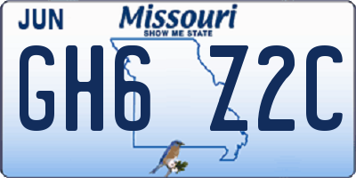 MO license plate GH6Z2C