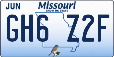 MO license plate GH6Z2F