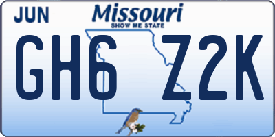 MO license plate GH6Z2K