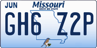 MO license plate GH6Z2P