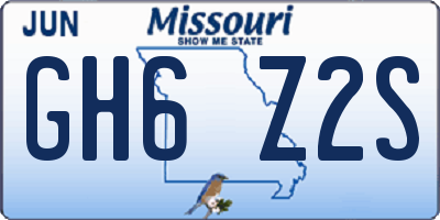 MO license plate GH6Z2S