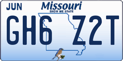 MO license plate GH6Z2T