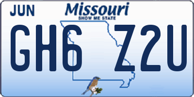 MO license plate GH6Z2U