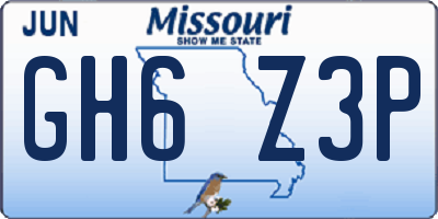 MO license plate GH6Z3P