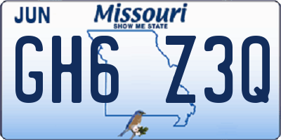 MO license plate GH6Z3Q