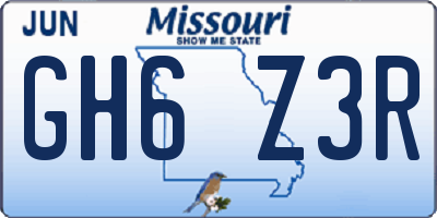 MO license plate GH6Z3R