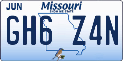 MO license plate GH6Z4N