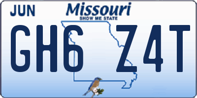 MO license plate GH6Z4T