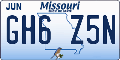 MO license plate GH6Z5N