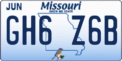 MO license plate GH6Z6B