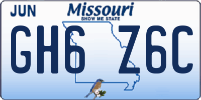 MO license plate GH6Z6C