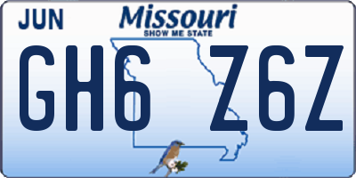 MO license plate GH6Z6Z