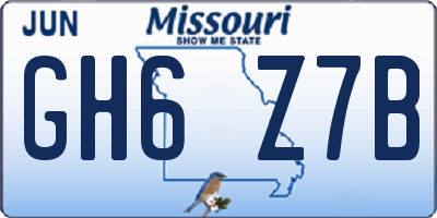 MO license plate GH6Z7B