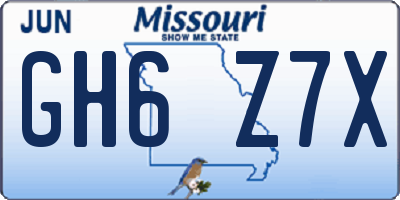 MO license plate GH6Z7X