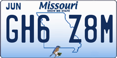 MO license plate GH6Z8M