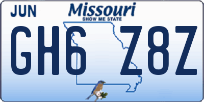 MO license plate GH6Z8Z
