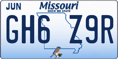 MO license plate GH6Z9R