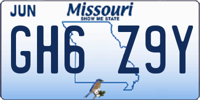 MO license plate GH6Z9Y