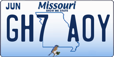 MO license plate GH7A0Y
