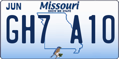 MO license plate GH7A1O