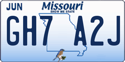 MO license plate GH7A2J