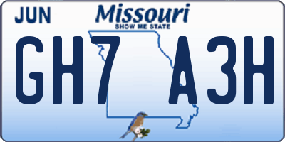 MO license plate GH7A3H