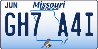 MO license plate GH7A4I