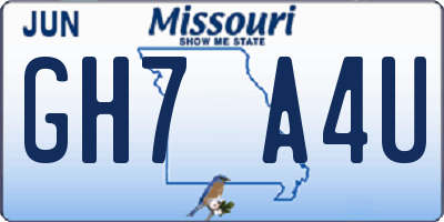 MO license plate GH7A4U