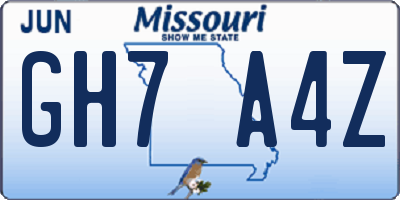 MO license plate GH7A4Z