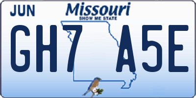 MO license plate GH7A5E