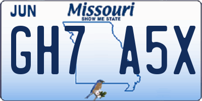MO license plate GH7A5X