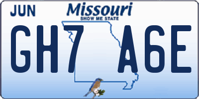 MO license plate GH7A6E