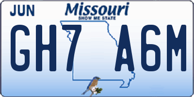 MO license plate GH7A6M