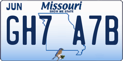 MO license plate GH7A7B