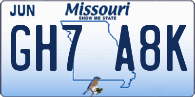 MO license plate GH7A8K