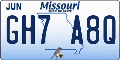 MO license plate GH7A8Q
