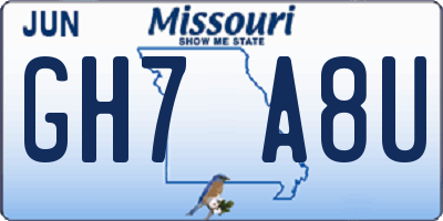 MO license plate GH7A8U