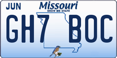 MO license plate GH7B0C