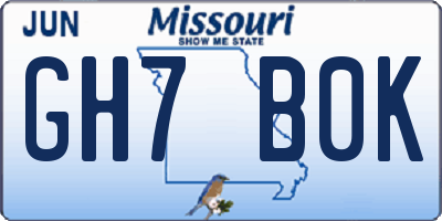 MO license plate GH7B0K