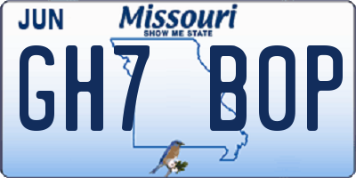MO license plate GH7B0P