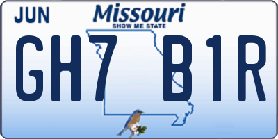 MO license plate GH7B1R