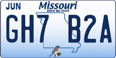 MO license plate GH7B2A